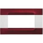 URMET - Placca 4 moduli Kàdra serie bianca metallo bordeaux metallizzato MET BORDEAUX METALL 4M.