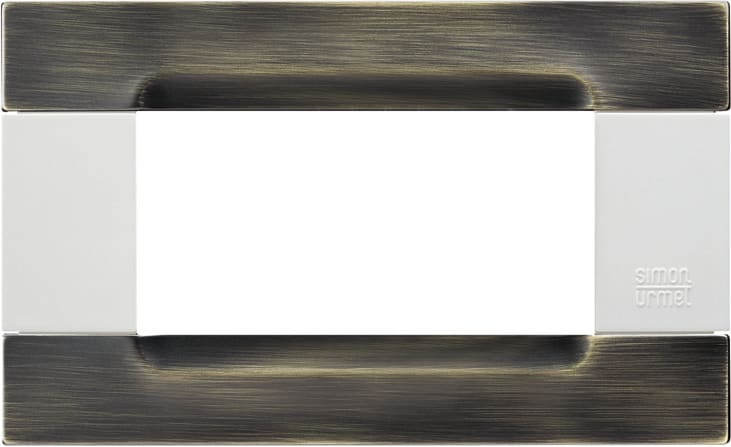 URMET - Placca 4 moduli Kàdra serie bianca metallo ottone spazzolato met ottone spazz 4M.