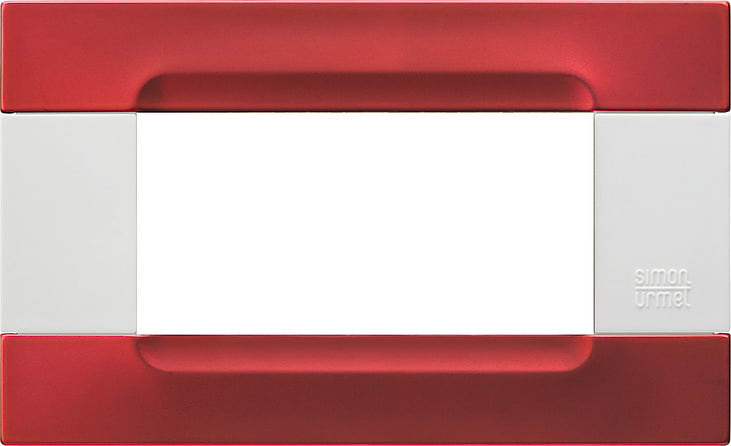 URMET - Placca metallo rosso metallico 4 moduli serie bianca Kàdra.
