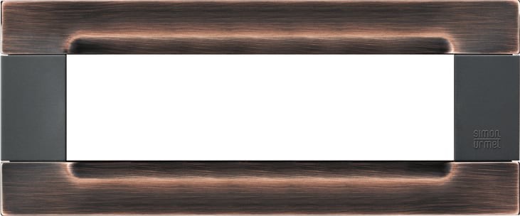 URMET - Placca metallo serie antracite Kàdra con 7 moduli e finitura rame spazzolato.