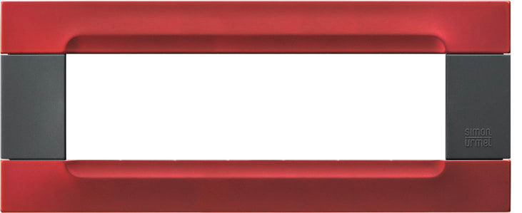 URMET - Placca metallo antracite 7 moduli Kàdra rosso metall.