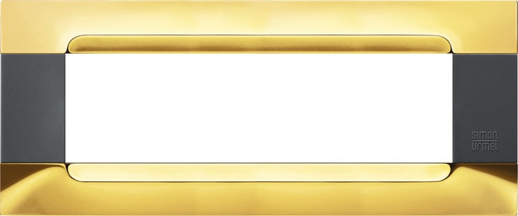 URMET - Placca metallo antracite 7 moduli, serie Kàdra, finitura oro lucido.