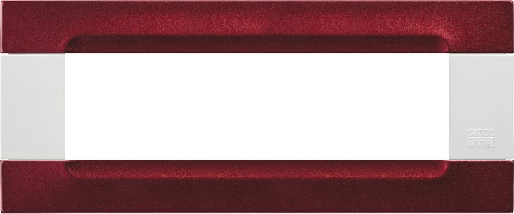 URMET - Placca 7 moduli Kàdra serie bianca metallo bordeaux metallizzato 7M.
