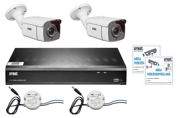 URMET - Kit AHD 5M 4CH con telecamere Building&Retail ECO e ottica fissa.