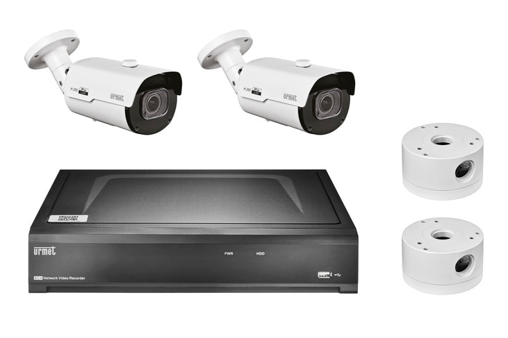 URMET - Kit IP 5M con NVR 8CH PoE 4K e telecamere Building&Retail AI PLUS.