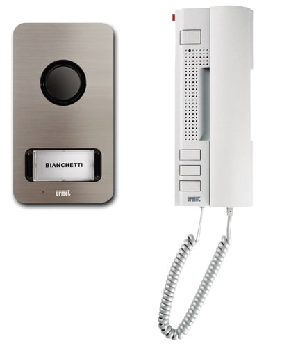URMET - Kit monofamiliare audio con pulsantiera Mikra e citofono Utopia, sistema 2 fili, 2F MONO CON 1122.