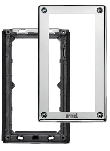 URMET - Telaio portamoduli con cornice, 2 moduli, Sinthesi Steel, 1 fila.