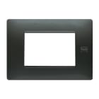 URMET - Placca Flexa in tecnopolimero per 3 moduli, colore acciaio scuro. 11803.AC