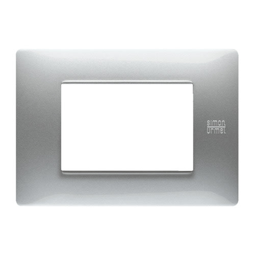 URMET - Placca Flexa in tecnopolimero con 3 moduli e finitura in alluminio.