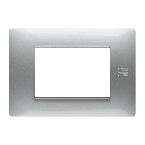 URMET - Placca Flexa in tecnopolimero con 3 moduli e finitura in alluminio.