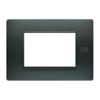 URMET - Placca Flexa in tecnopolimero antracite per 3 moduli.