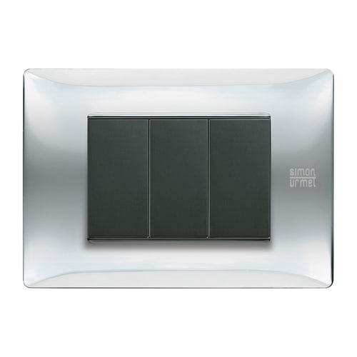 URMET - Placca Flexa tecnopolimero 3 moduli inox lucido.