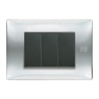 URMET - Placca Flexa tecnopolimero 3 moduli inox lucido.
