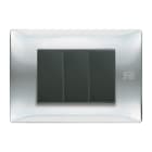 URMET - Placca Flexa tecnopolimero 3 moduli inox lucido. 11803.IL