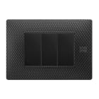 URMET - Placca Flexa in tecnopolimero a 3 moduli, colore karbon.