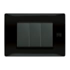 URMET - Placca Flexa in tecnopolimero nero assoluto per 3 moduli.