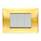 URMET - Placca Flexa in tecnopolimero con 3 moduli, finitura oro lucido.