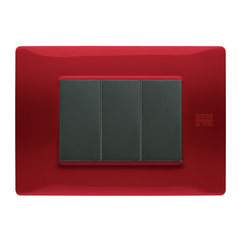 URMET - Placca Flexa tecnopolimero 3 moduli rosso. 11803.RS