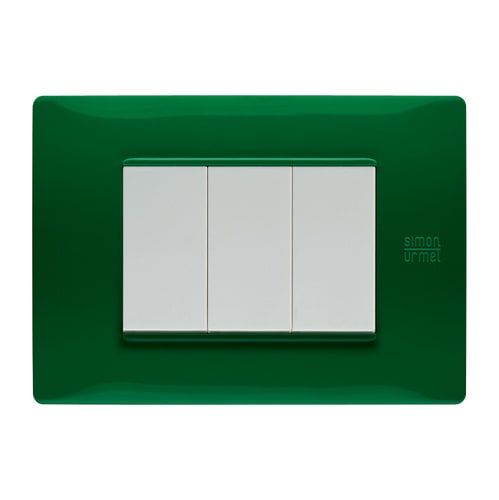 URMET - Placca Flexa in tecnopolimero verde per 3 moduli.