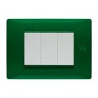 URMET - Placca Flexa in tecnopolimero verde per 3 moduli.