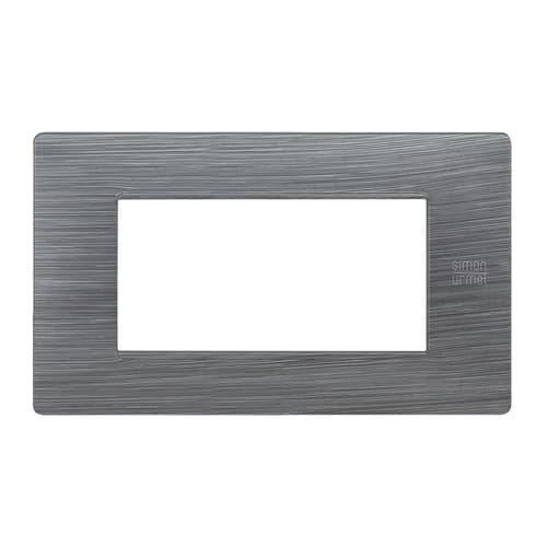 URMET - Placca Flexa in tecnopolimero con 4 moduli e finitura in alluminio spazzolato.