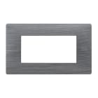 URMET - Placca Flexa in tecnopolimero con 4 moduli e finitura in alluminio spazzolato.