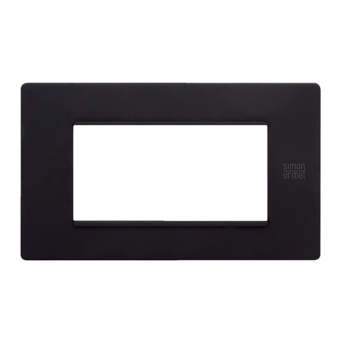 URMET - Placca Flexa in tecnopolimero nero pastello per 4 moduli.