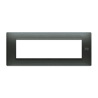 URMET - Placca Flexa in tecnopolimero con 7 moduli in acciaio scuro.