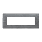 URMET - Placca Flexa in tecnopolimero con 7 moduli, finitura alluminio spazzolato.