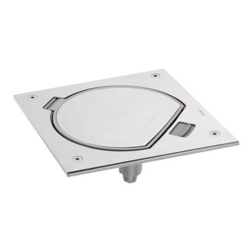 URMET - Portameccanismo chiusura manuale, 1 presa schuko e 1 presa RJ45 Cat. 5e, serie K45, acciaio inox MECC.K45 SHUKO+CAT5 COP.INOX.
