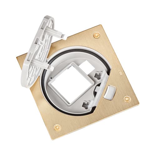 URMET - Portameccanismo vuoto per presa energia e connettore dati ottone K45+RJ45.