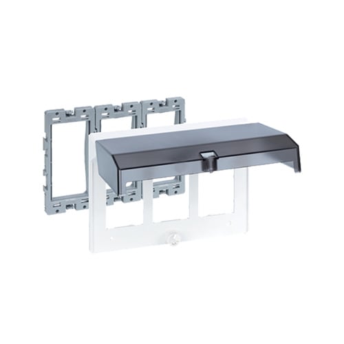 URMET - Telaio e cornice bianca con sportello fumè, 12 moduli TEL.+CORNIC.B CON SPORTEL.12M