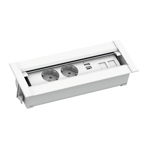 URMET - Kit Spinner con due prese P40 2P+T 16A-250V, USB 4.2A Tipo A+C, bianco 2XSHUKO SPINNER B 2XUSB AC.