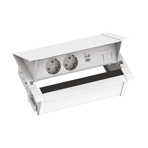 URMET - Kit Cover con due prese P40 2P+T 16A-250V, USB 4.2A Tipo A+C, bianco B 2XP40.