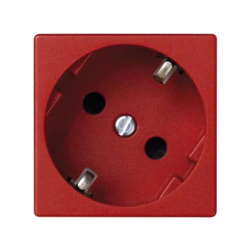 URMET - Presa Schuko 16A 2P+T 250V, 2 moduli, rossa.