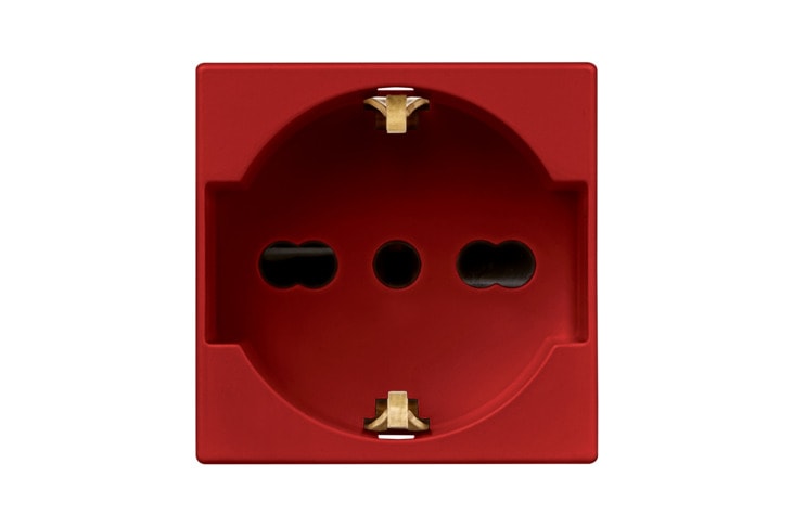URMET - Presa universale P40 2 moduli 2P+T 16A 250V rosso PRESA 2M R. 12100/310-6