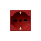 URMET - Presa universale P40 2 moduli 2P+T 16A 250V rosso PRESA 2M R. 12100/310-6