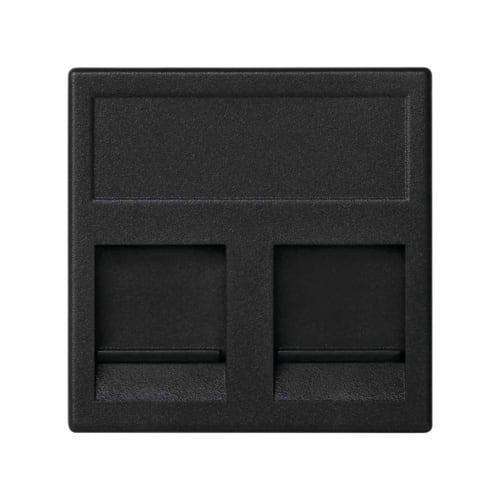 URMET - Frontalino con 2 portelli antipolvere, attacco Keystone, 1 modulo, antracite FRONT.2XPRESE RJ45 KEYSTONE 2M. 12100/B76-14