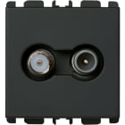 URMET - Presa passante TV-SAT, 2 moduli, attenuazione 5 dB, demoltiplicatore 5 dB, Nea, antracite.