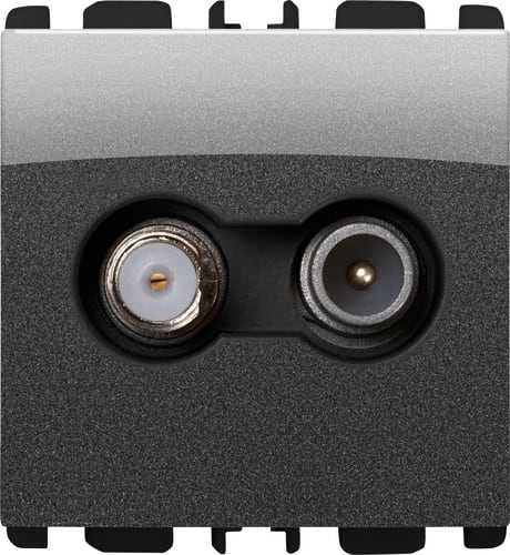 URMET - Presa passante TV-SAT, 2 moduli, attenuazione 5 dB, Nea, acciaio scuro PAS DEM 5DB 1M AC.