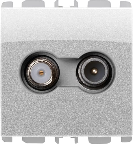 URMET - Presa passante TV-SAT, 2 moduli, attenuazione 5 dB, Nea, alluminio - PRESA TV-SAT PAS DEM 5DB 1M AL: Presa passante TV-SAT 2 moduli, attenuazione 5 dB, Nea, alluminio.