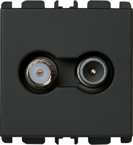 URMET - Presa passante TV-SAT, 2 moduli, attenuazione 10 dB, Nea, antracite DEMISC.10DB 13410/2