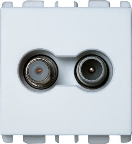 URMET - Presa passante TV-SAT, 2 moduli, attenuazione 14 dB, Nea, bianco DEMISC.14DB