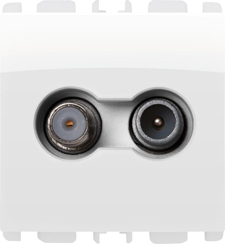 URMET - Presa passante TV-SAT, 2 moduli, attenuazione 14 dB, Nea, bianco ghiaccio PRESA TVSAT PAS DEM 14DB 1M BG.