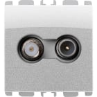 URMET - Presa passante TV-SAT, 2 moduli, attenuazione 18 dB, Nea, alluminio PRESA TVSAT PAS DEM 18DB 1M AL.