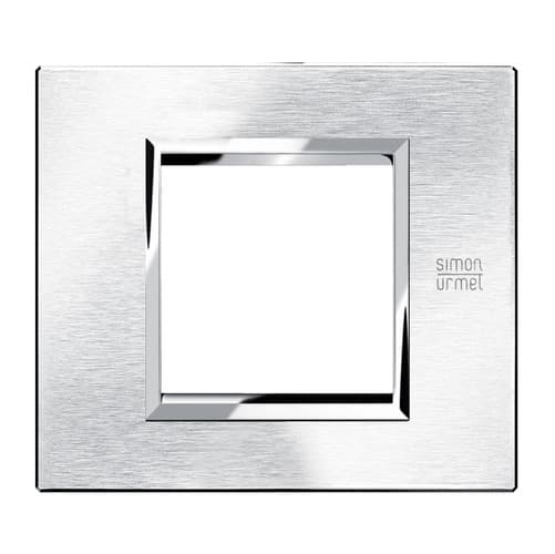 URMET - Placca 2 moduli in alluminio cromato spazzolato Expì ALU CROMO SPAZZ 2M.