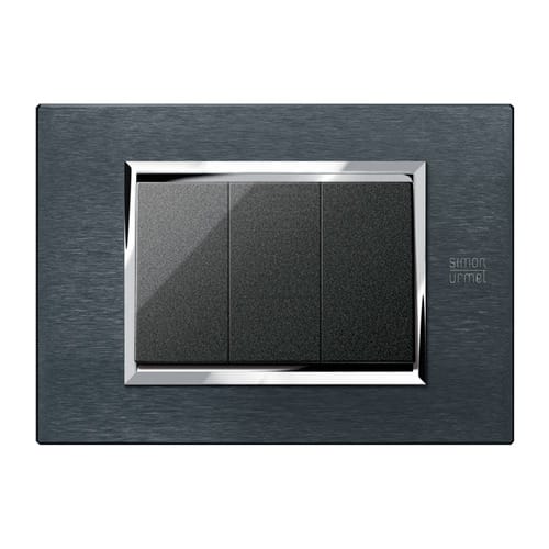 URMET - Placca alluminio karbon 3 moduli Expì, ALU KARBON 3M.