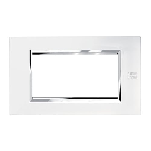 URMET - Placca zama bianco perla 4 moduli Expì metallo.