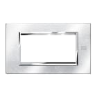 URMET - Placca alluminio cromo spazzolato 4 moduli Expì ALU CROMO SPAZZ 4M.