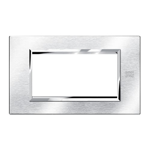 URMET - Placca alluminio cromo spazzolato 4 moduli Expì ALU CROMO SPAZZ 4M.